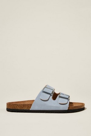 Cotton On Rex Double Buckle Slide Women's Sandals Blue | wdEYQnQfHPj