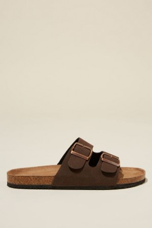 Cotton On Rex Double Buckle Slide Women's Sandals Brown | bZSwNjblCGs