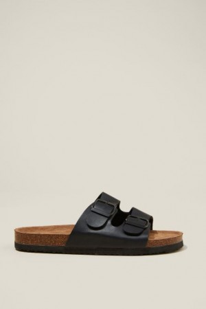 Cotton On Rex Double Buckle Slide Women's Sandals Black | Pl1bMUH6AKv
