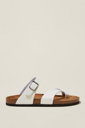 Cotton On Rex Toe Loop Slide Women's Sandals White | r9ydt5W55bj
