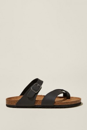 Cotton On Rex Toe Loop Slide Women's Sandals Black | 42EatFiR0OA