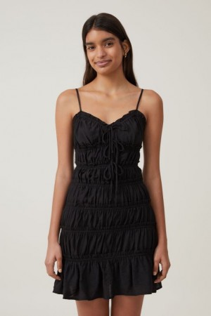 Cotton On Rhi Rouched Women's Mini Dress Black | BaT6A68uIc8