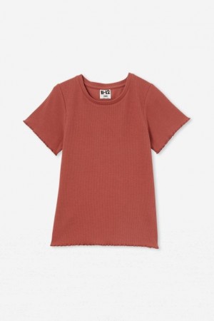 Cotton On Riley Rib Baby Girls' T Shirts Henna | y2TTXNf3cah