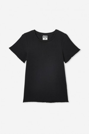 Cotton On Riley Rib Baby Girls' T Shirts Black | NWGqTZOtz9j