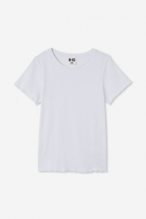 Cotton On Riley Rib Baby Girls' T Shirts White | LRw4OSwwf4t