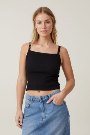 Cotton On Rory Straight Neck Women's Cami Black | Xw2OxiRQhTM