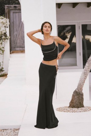 Cotton On Rsvp Satin Slip Women's Skirt Black | IKSXhqlWj53