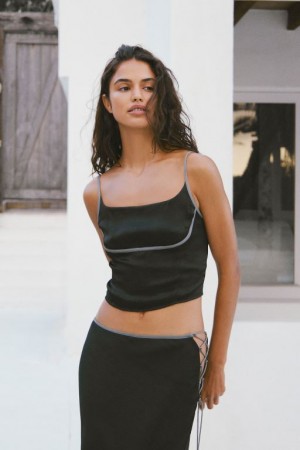 Cotton On Rsvp Satin Women's Cami Black | pDBebqI21SR