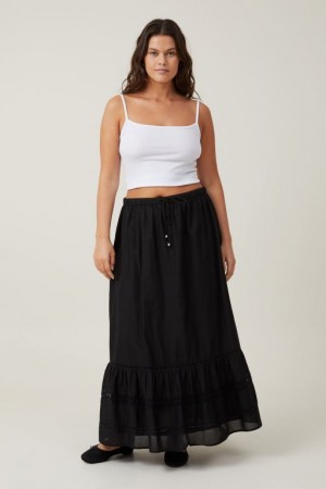Cotton On Rylee Lace Maxi Women's Skirt Black | UJ4Hp60XCir