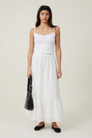 Cotton On Rylee Lace Maxi Women's Skirt White | PzIdHksNP5x
