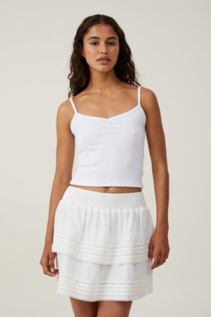 Cotton On Rylee Tiered Lace Mini Women's Skirt White | NCJvONrjYgi