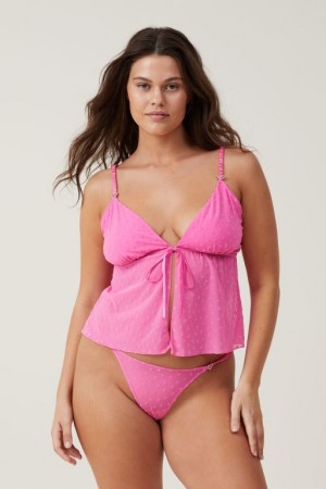 Cotton On Sasha Flocking Mesh Longline Women's Bralette Candy | DECxI2YZ7v1