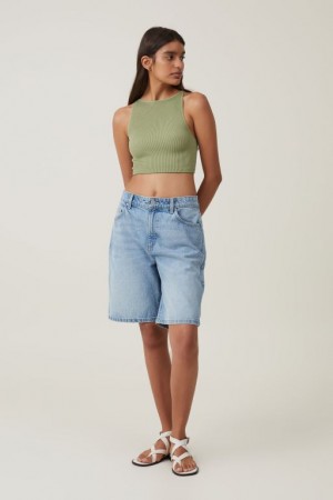 Cotton On Seamless Benni High Neck Women's Tanks Khaki | Zy7yBuqwkm0