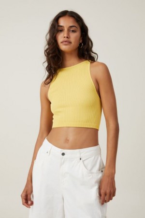 Cotton On Seamless Benni High Neck Women's Tanks Yellow | DPcW4vnYLoJ