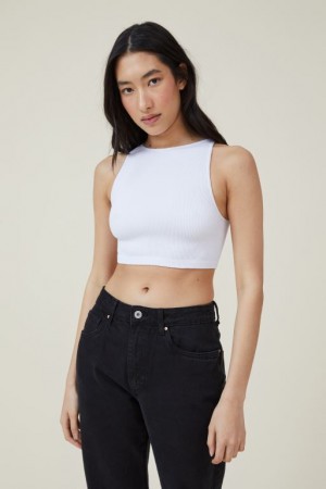 Cotton On Seamless Benni High Neck Women's Tanks White | 1Uo7pkLOJv1