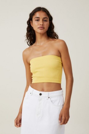 Cotton On Seamless Ellie Tube Women's Tanks Yellow | RNt1yeZZKaq