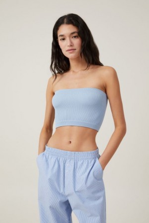 Cotton On Seamless Ellie Tube Women's Tanks Blue | W6Qkp4KmbFC