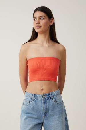 Cotton On Seamless Ellie Tube Women's Tanks Coral | UolGCyeVJFA