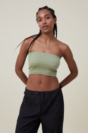 Cotton On Seamless Ellie Tube Women's Tanks Khaki | jmhW5zdLJOI