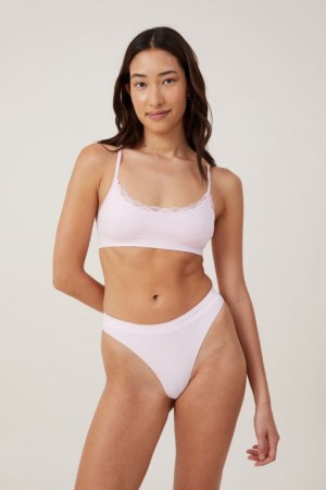 Cotton On Seamless Lace Trim Scoop Padded Women's Bralette Rose | epjaSMNn0xx