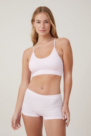 Cotton On Seamless Longline Cross Over Padded Bralette Women's Bras Rose | H7sVhAPjwWO
