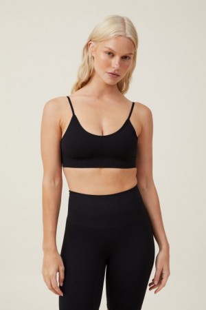 Cotton On Seamless Low Back Bralette Women's Bras Black | VNVH1gH4W7k