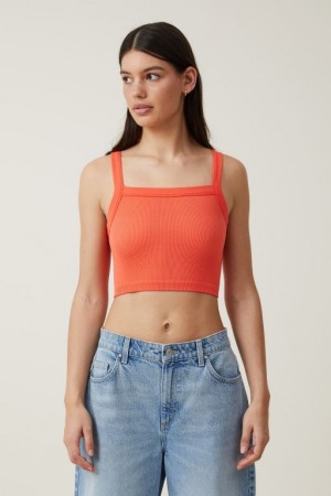 Cotton On Seamless Nelly Straight Neck Women's Tanks Coral | eZxQHbOAGMH