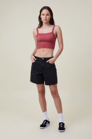 Cotton On Seamless Nelly Straight Neck Women's Tanks Red | hOHROy2rhVy