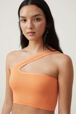 Cotton On Seamless One Shoulder Micro Crop Women's Tanks Coral | LheB294jwqp
