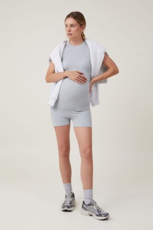 Cotton On Seamless Pocket Shortie Short Women's Maternity Wear Light Grey | lviGAR3C6bH