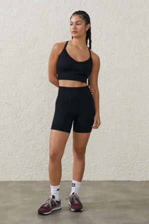 Cotton On Seamless Rib Women's Bike Shorts Black | jLXb1FVmlmE