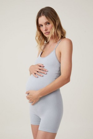 Cotton On Seamless Strappy Back Onesie Women's Maternity Wear Light Grey | bgpEihdVpPs