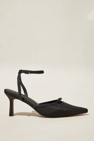 Cotton On Selena Bow Pointed Slingback Women's Heels Black | leTRfhkxJsB
