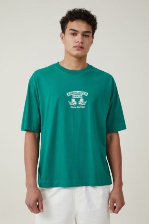 Cotton On Short Fit Men's Graphic T-Shirts Green | cp58XHqUzBa