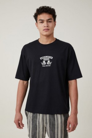 Cotton On Short Fit Men's Graphic T-Shirts Black | rL9afUiMvhW