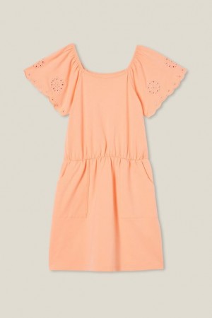 Cotton On Sia Short Sleeve Girls' Dress Orange | Eh8qE7LBhhP