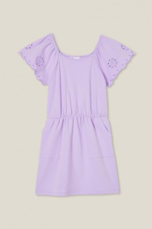 Cotton On Sia Short Sleeve Girls' Dress Purple | d6qlwPHkGPP