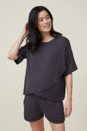 Cotton On Sleep Recovery Slouch T-Shirt Women's Maternity Wear Black | pD2VJMjxDCb