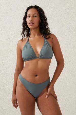 Cotton On Slider Triangle Women's Bikini Tops Khaki | sE9nY0M8aFB