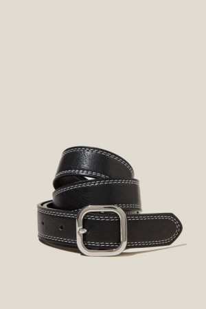 Cotton On Slim Dad Women's Belts Black White / Silver | OVDR6XxHJse