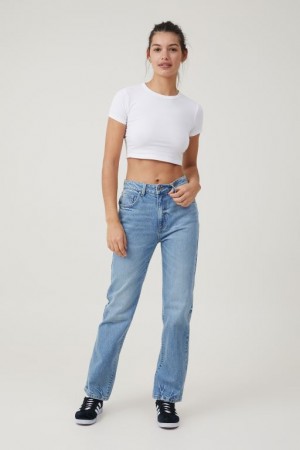 Cotton On Slim Straight Jean Women's Pants Blue | EdKc80ufnGf