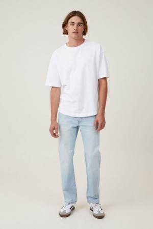 Cotton On Slim Straight Men's Jeans White Blue | ffbrzqijXir