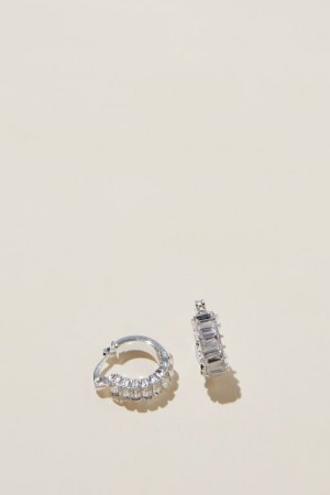 Cotton On Small Hoop Earring Women's Jewellery Silver Grey | zAuwJrMYVAy