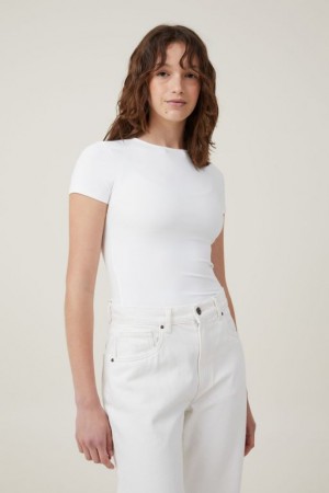 Cotton On Smooth Crew Neck Women's T Shirts White | bDqIhwSLrM9