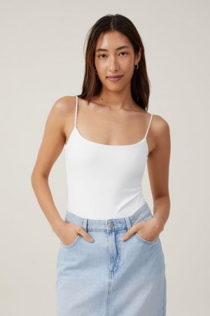 Cotton On Smooth Straight Neck Bodysuit Women's Tanks White | 4R5tfXssSsd