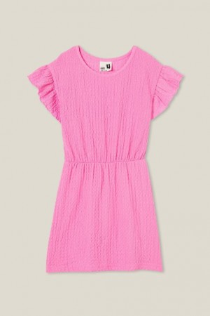 Cotton On Sonia Short Sleeve Girls' Dress Pink | 2WR8VsqbzGv