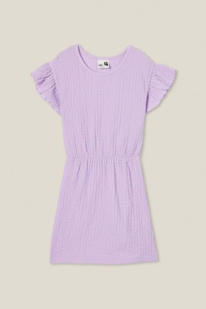 Cotton On Sonia Short Sleeve Girls' Dress Purple | RZkJNBkUpCx