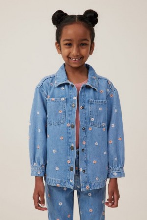 Cotton On Sophie Denim Shacket Girls' Jackets Wash | 9aNAwgnrkzu