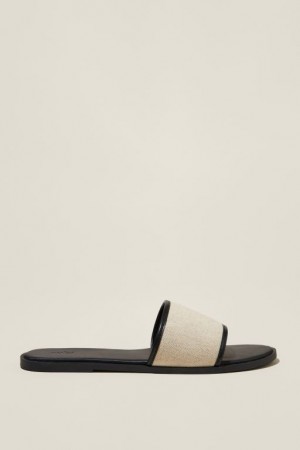 Cotton On Sorrento Single Vamp Women's Sandals Black | EcdmI4u7saD