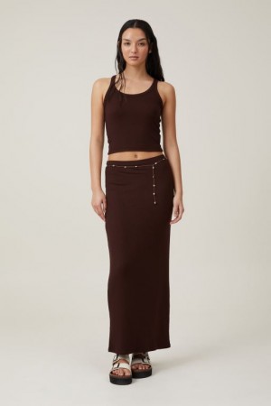 Cotton On Staple Rib Maxi Women's Skirt Dark | OllL5OQJC7M